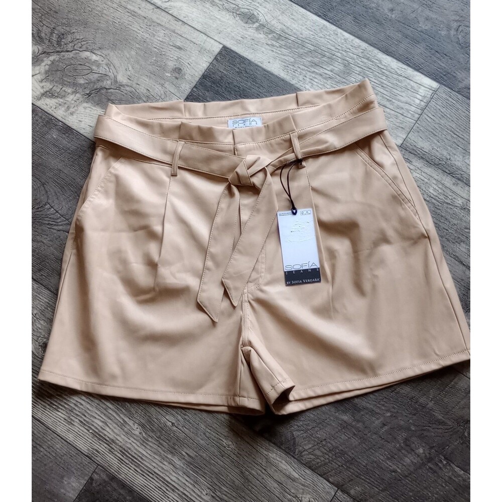 Sofia Jeans, Sofia Vergara Women's 14 Beige High Rise Pleather Shorts, NWT